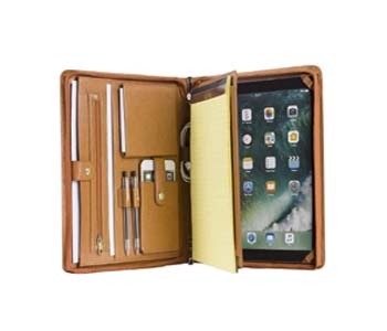 leather business organizer with pen